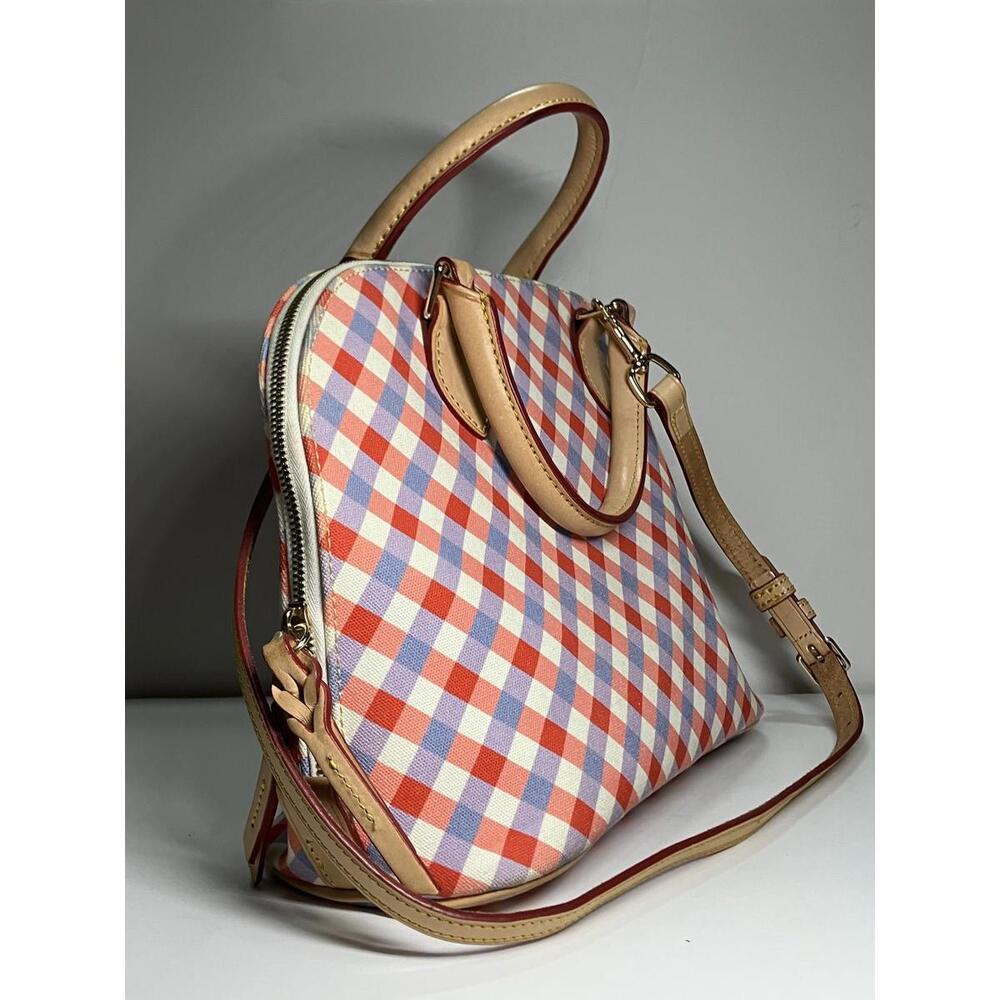 Dooney & Bourke Satchel Bag Womens Medium Multicolor Gingham Crossbody Zip - Picture 3 of 5